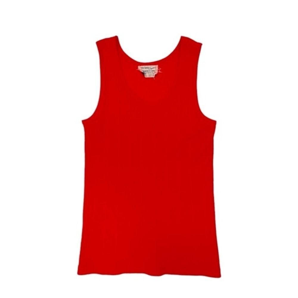 Vintage Andrew St. John Tank Top Red/Orange Textured Lines Women's Size Medium